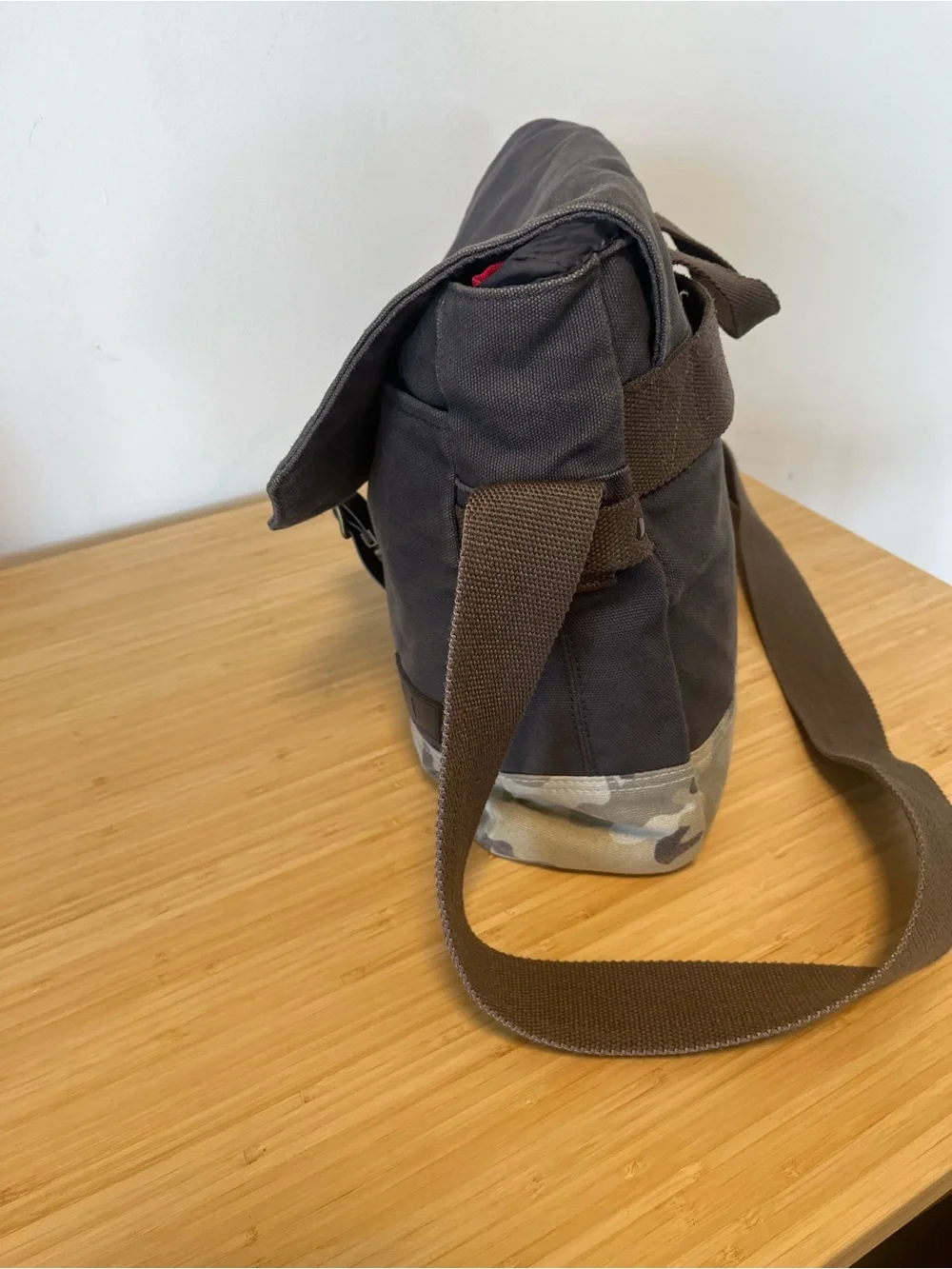 Levi's Blue-Gay Canvas Messenger Bag with Camo Trim